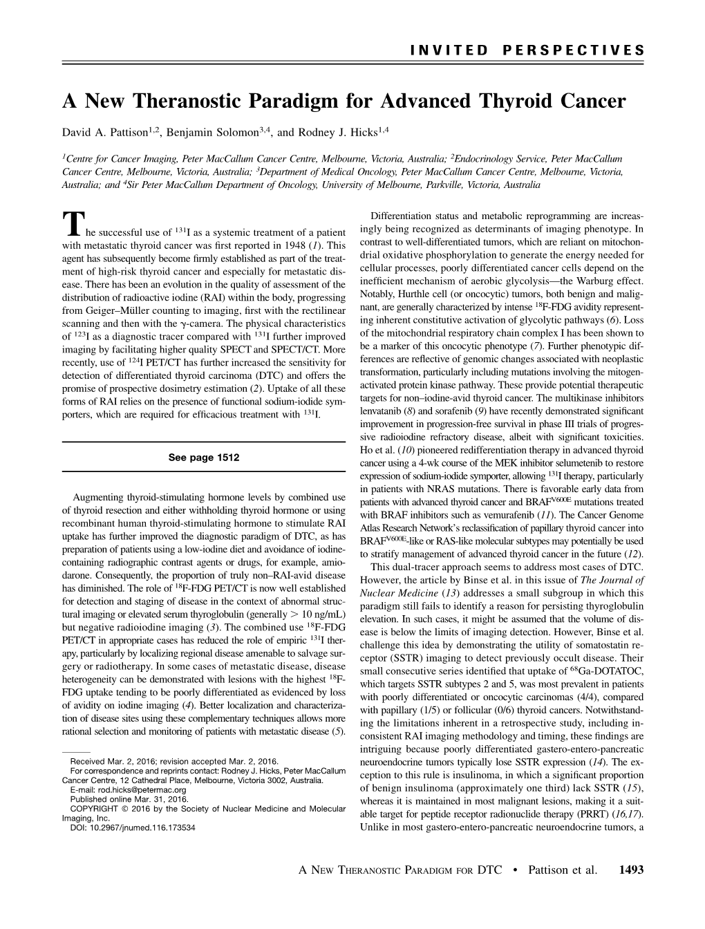 A New Theranostic Paradigm for Advanced Thyroid Cancer