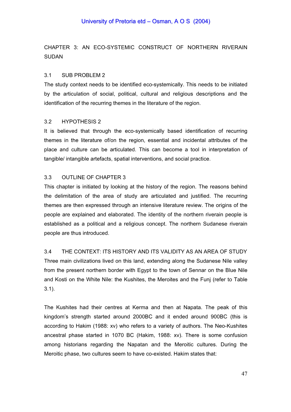 Chapter 3: an Eco-Systemic Construct of Northern Riverain Sudan