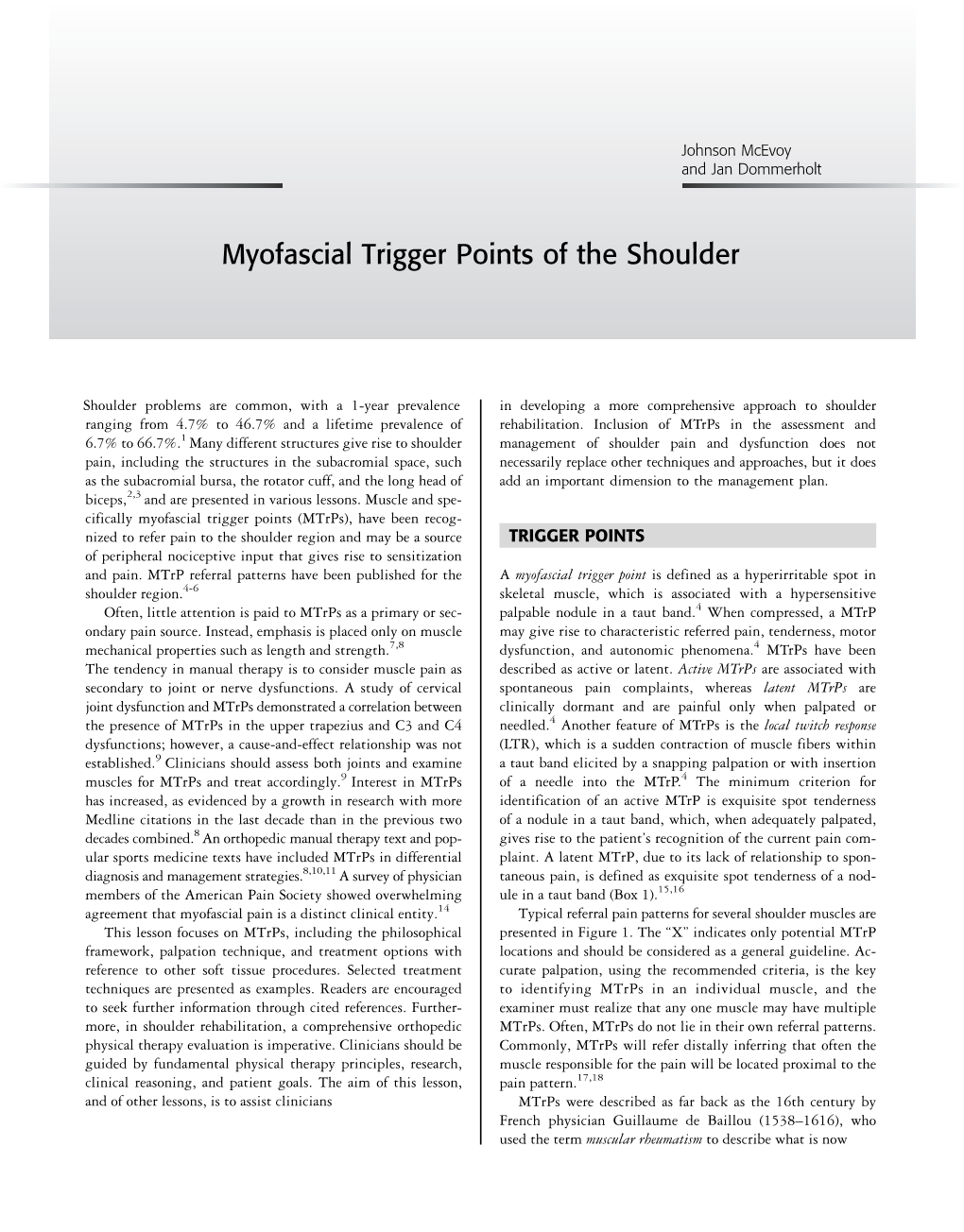 Myofascial Trigger Points of the Shoulder