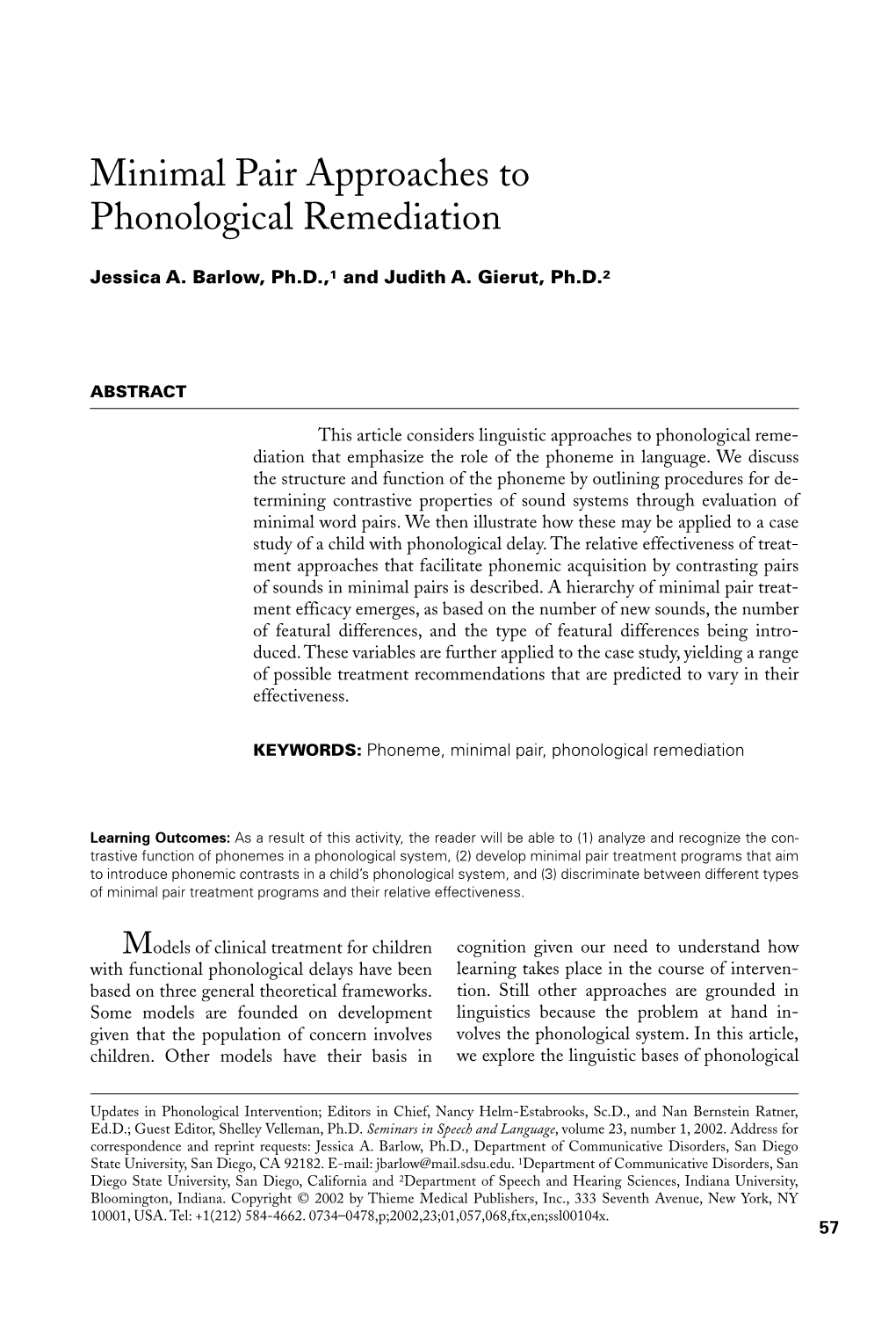 Minimal Pair Approaches to Phonological Remediation