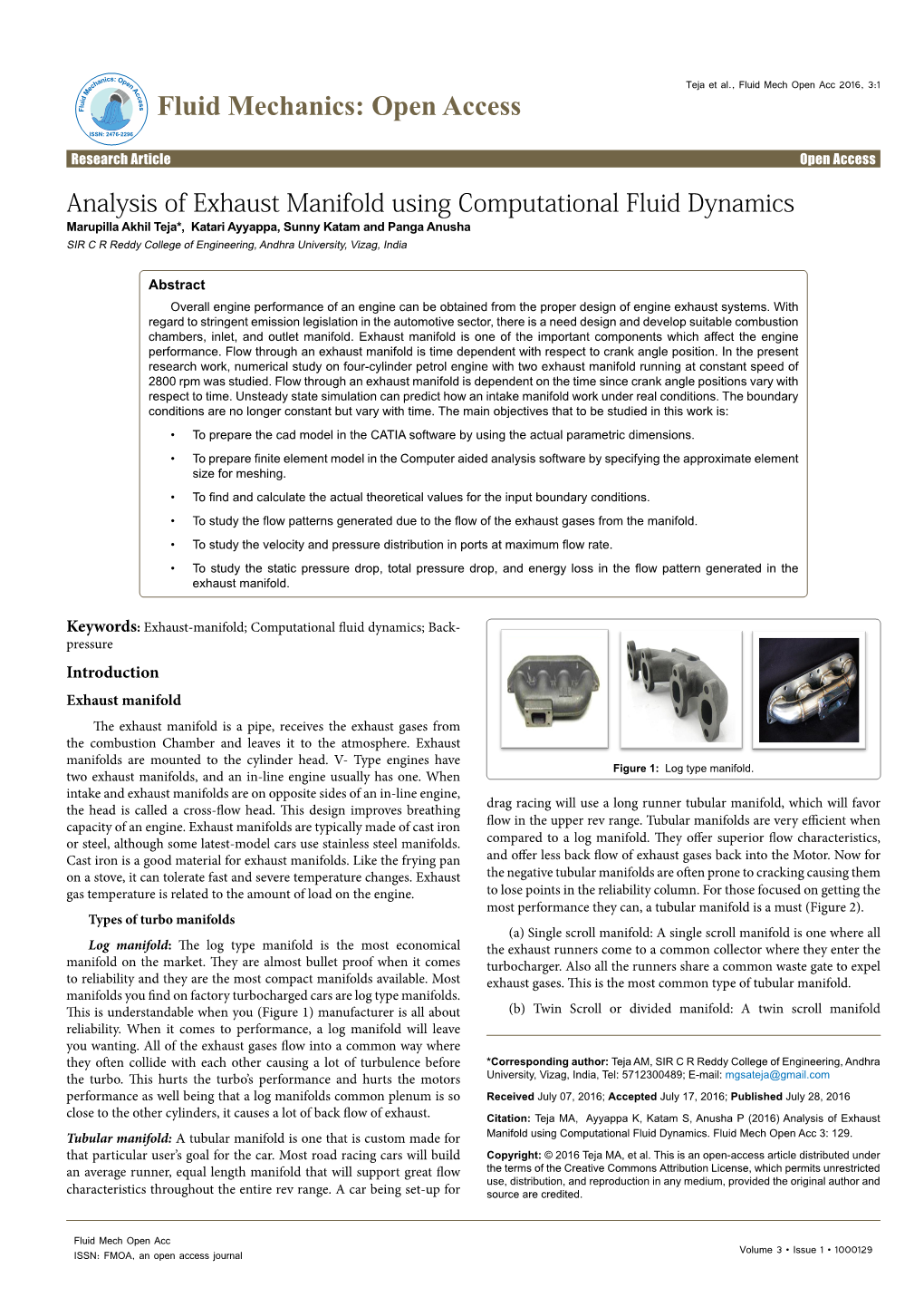 Analysis of Exhaust Manifold Using Computational Fluid Dynamics