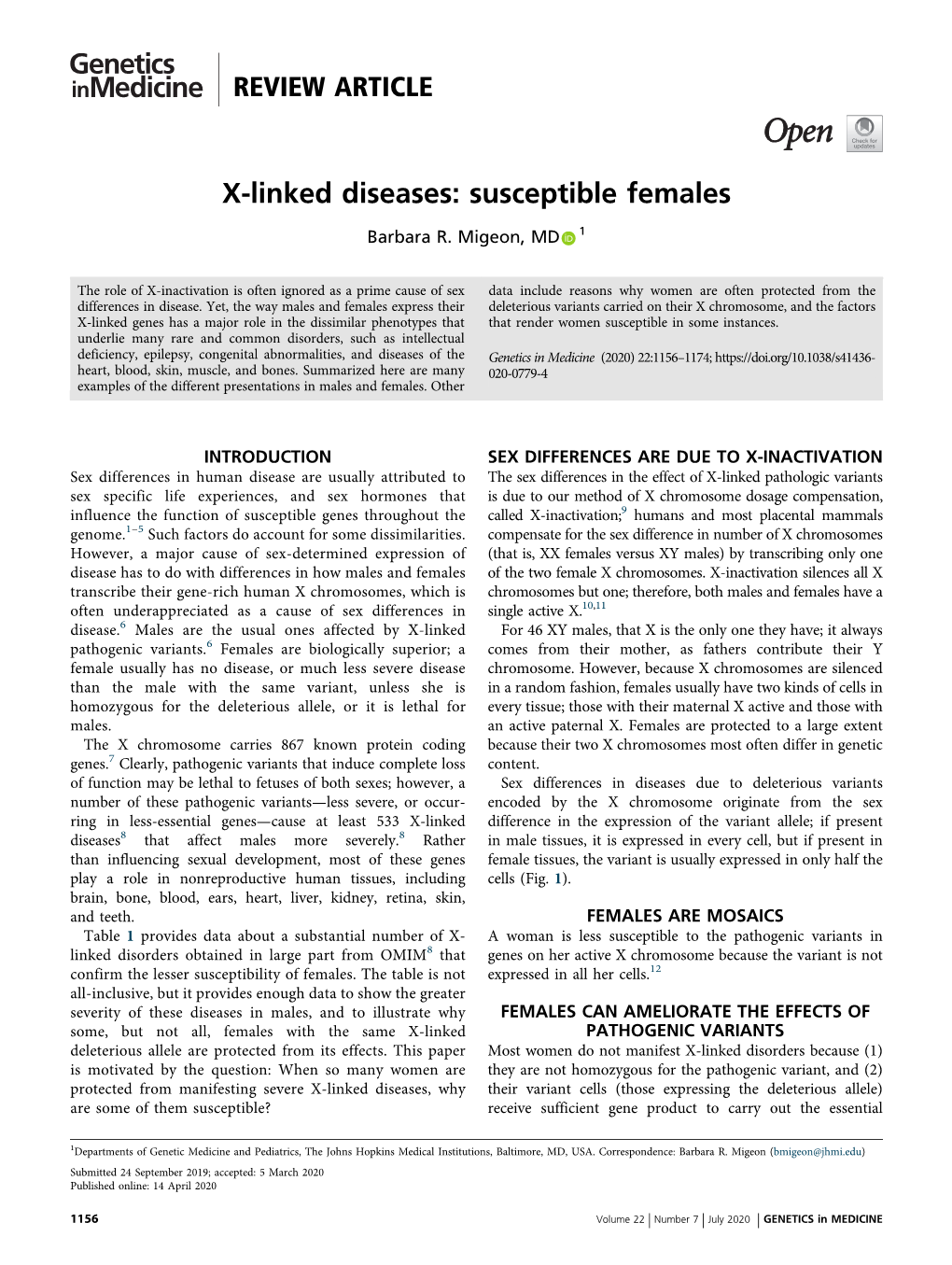 X-Linked Diseases: Susceptible Females