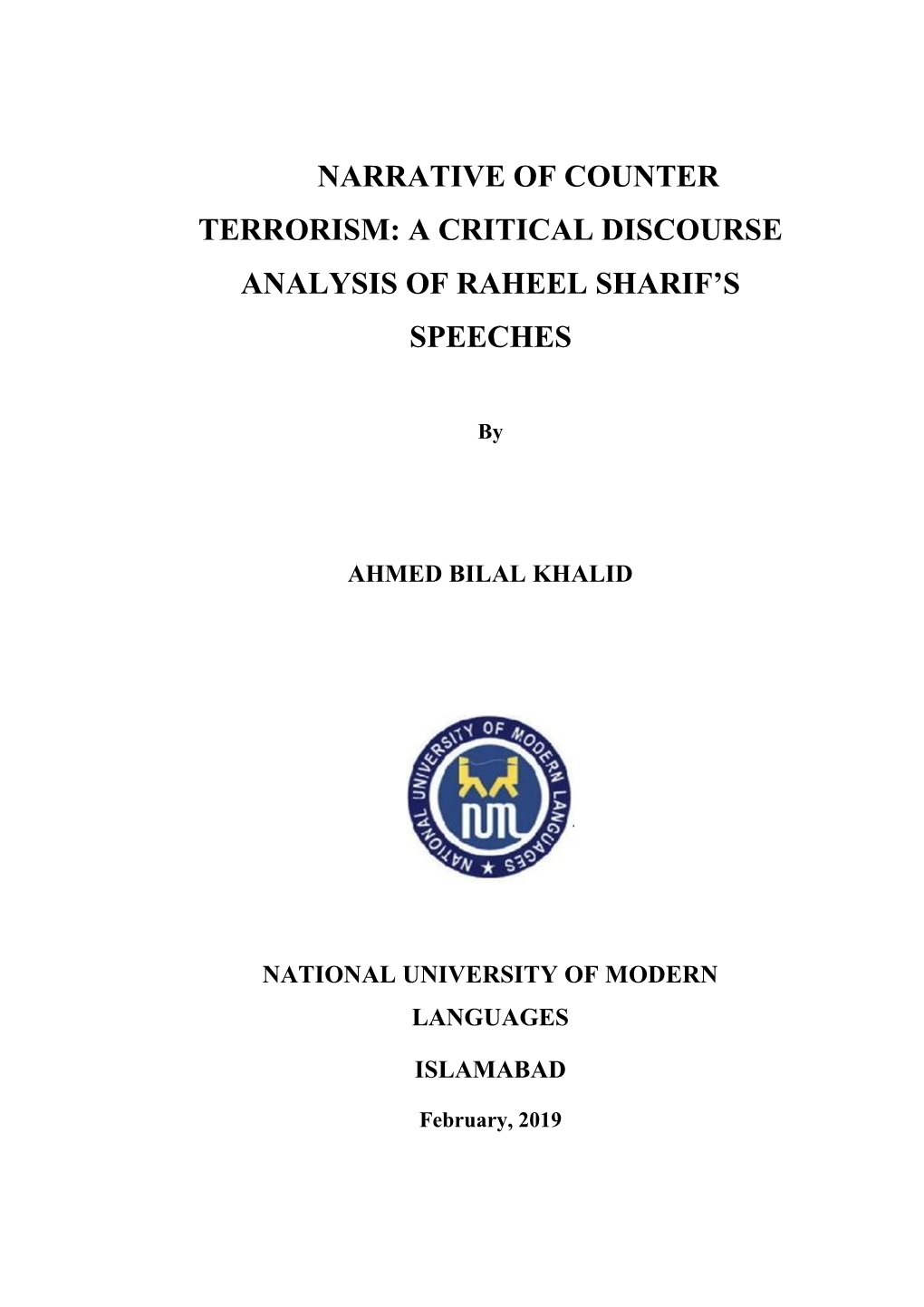 A Critical Discourse Analysis of Raheel Sharif's Speeches