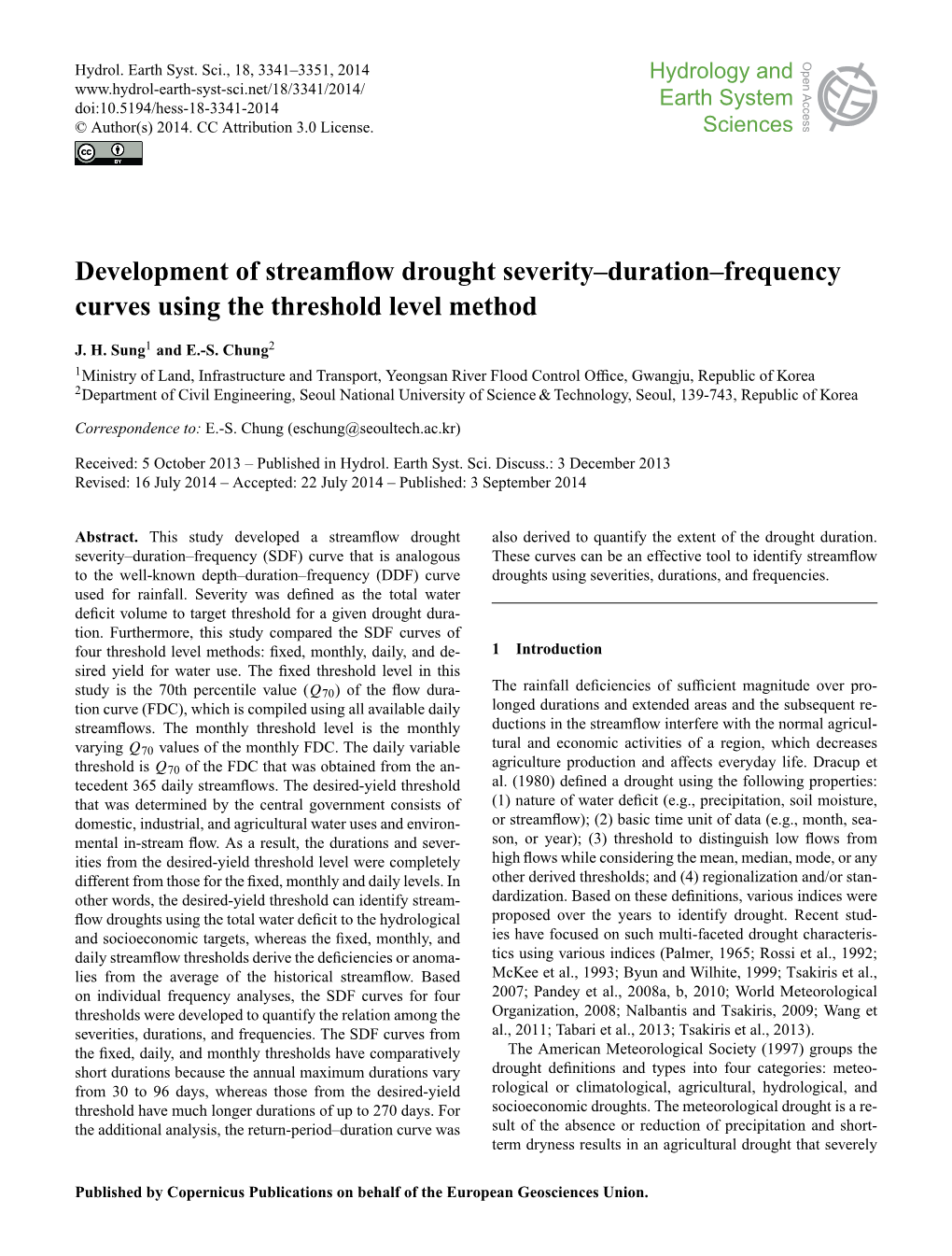 Development of Streamflow Drought Severity–Duration–Frequency Curves