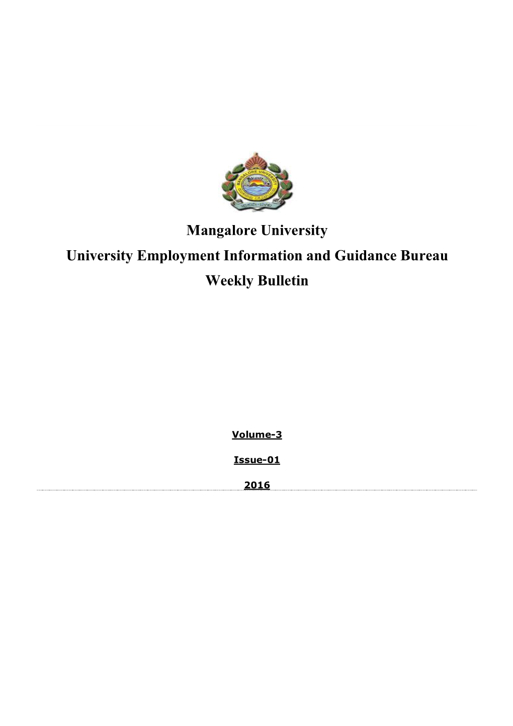 Mangalore University University Employment Information and Guidance Bureau Weekly Bulletin