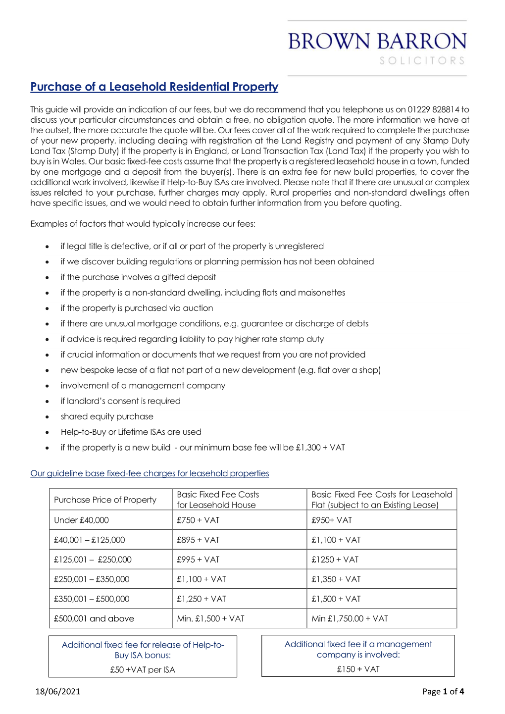 Purchase of a Leasehold Residential Property