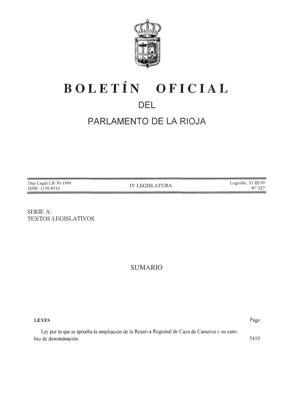 Boletín Oficial Del Parlamento De La Rioja