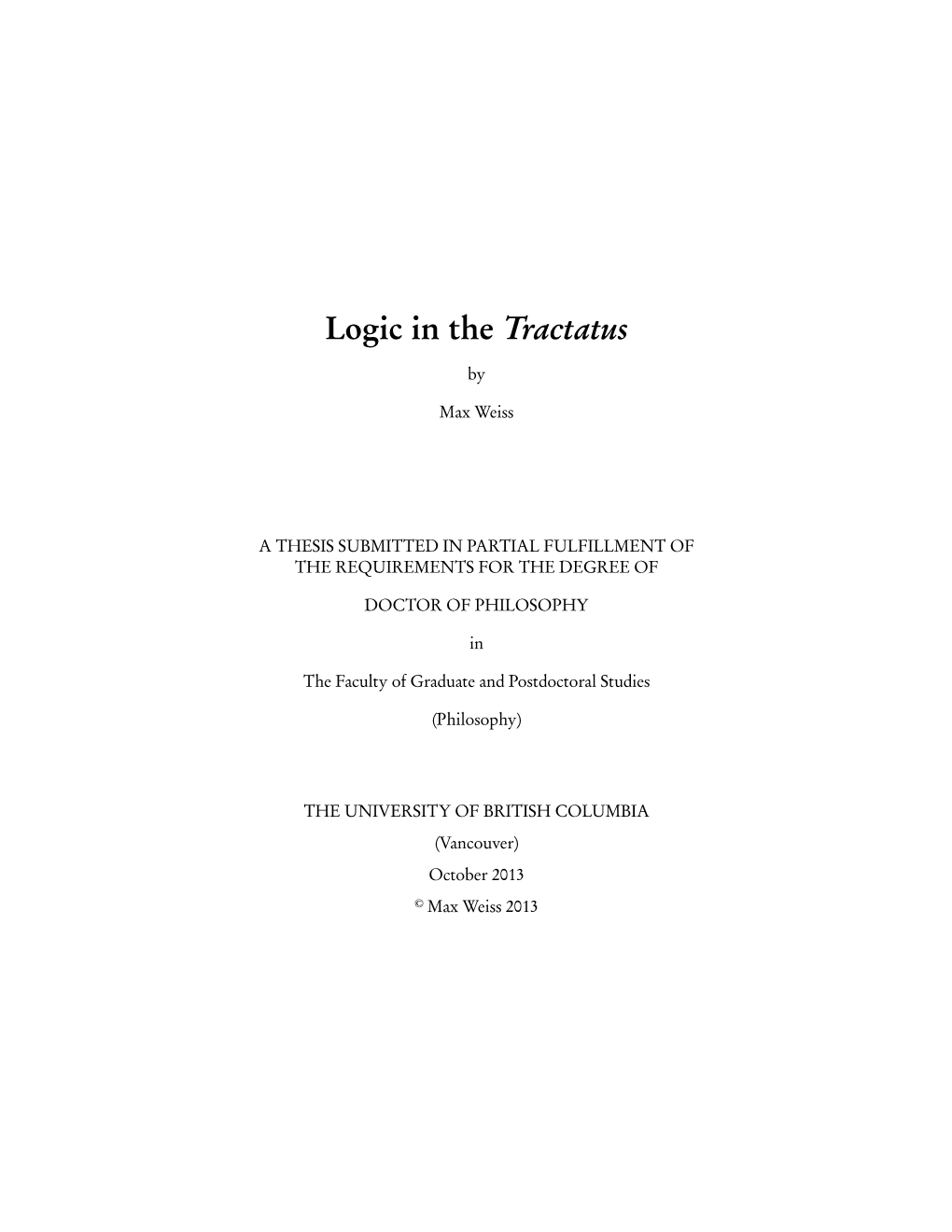 Logic in the Tractatus