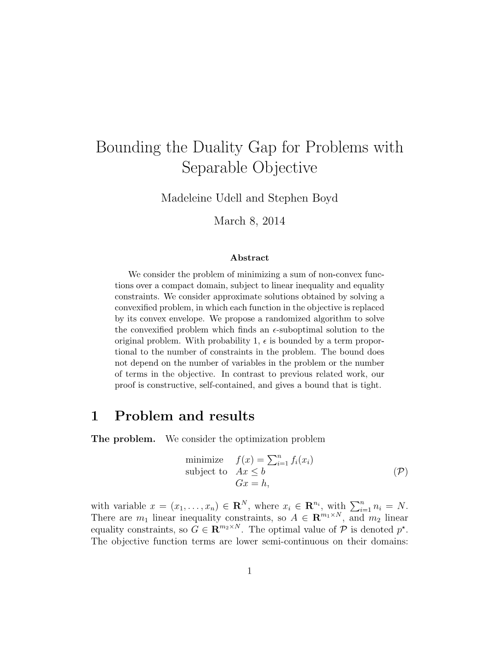 Bounding the Duality Gap for Problems with Separable Objective