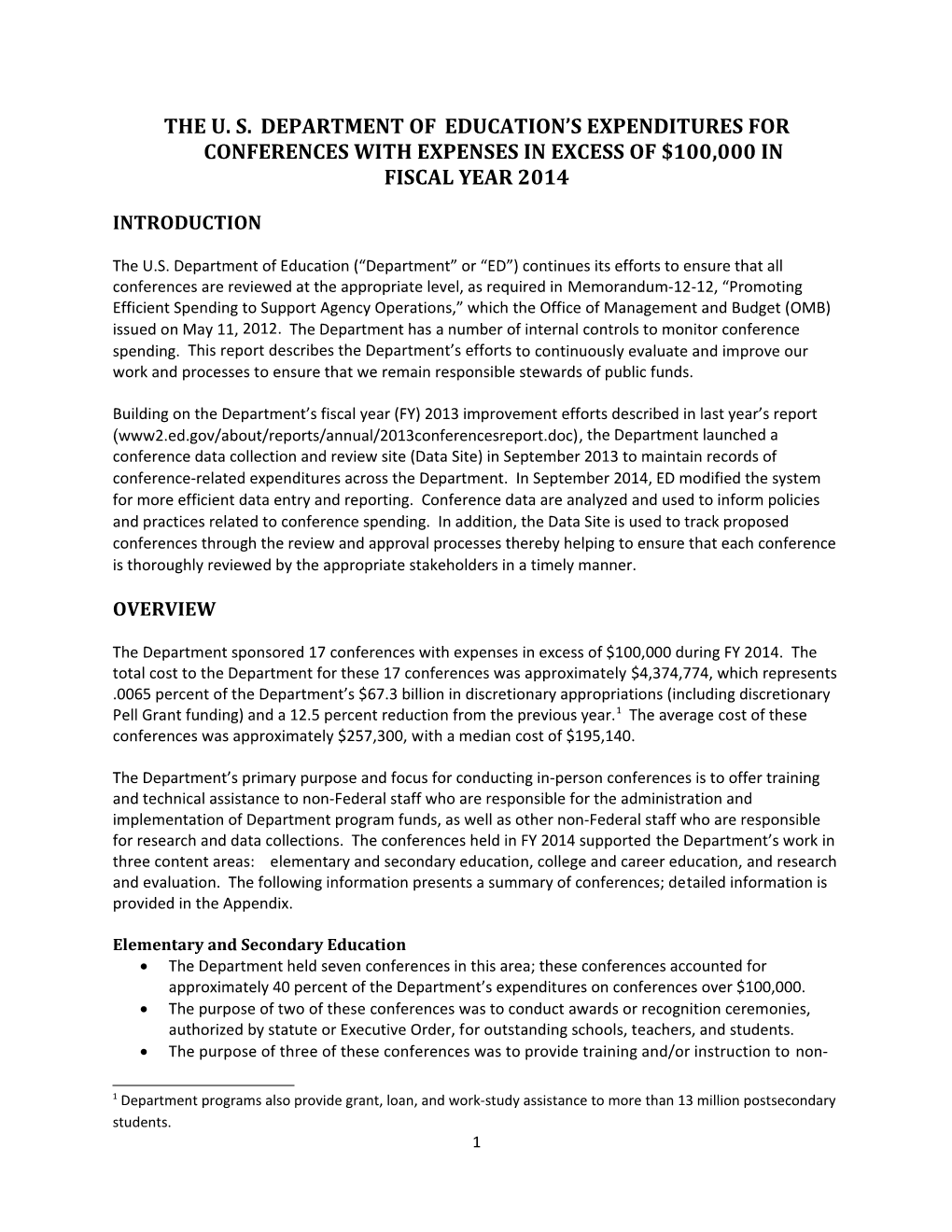 ED Expenditures for Conferences FY 2014 (MS Word)