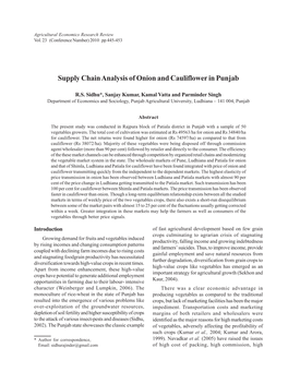 Supply Chain Analysis of Onion and Cauliflower in Punjab