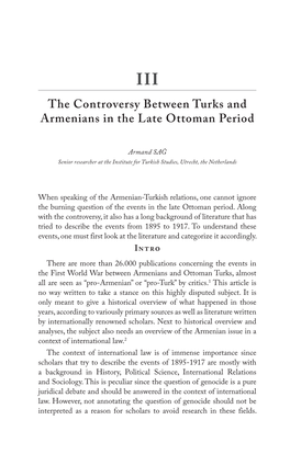 The Controversy Between Turks and Armenians in the Late Ottoman Period
