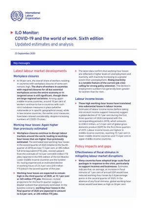 ILO Monitor: COVID-19 and the World of Work. Sixth Edition Updated Estimates and Analysis