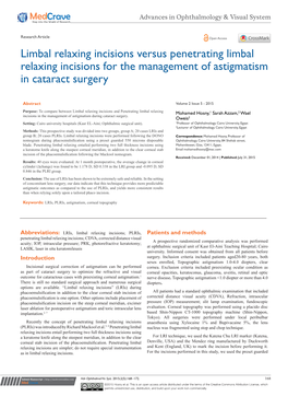 Limbal Relaxing Incisions Versus Penetrating Limbal Relaxing Incisions for the Management of Astigmatism in Cataract Surgery