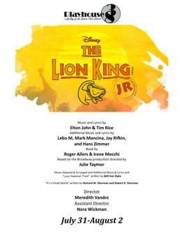 Lion King Jr.” She Also Had Roles Including Annie, Flotsam, and Cogsworth in Previous Productions