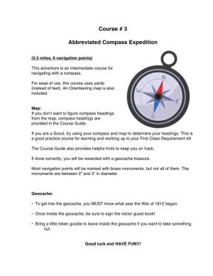 Abbreviated Compass Expedition Course Guide