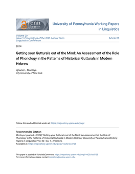 An Assessment of the Role of Phonology in the Patterns of Historical Gutturals in Modern Hebrew