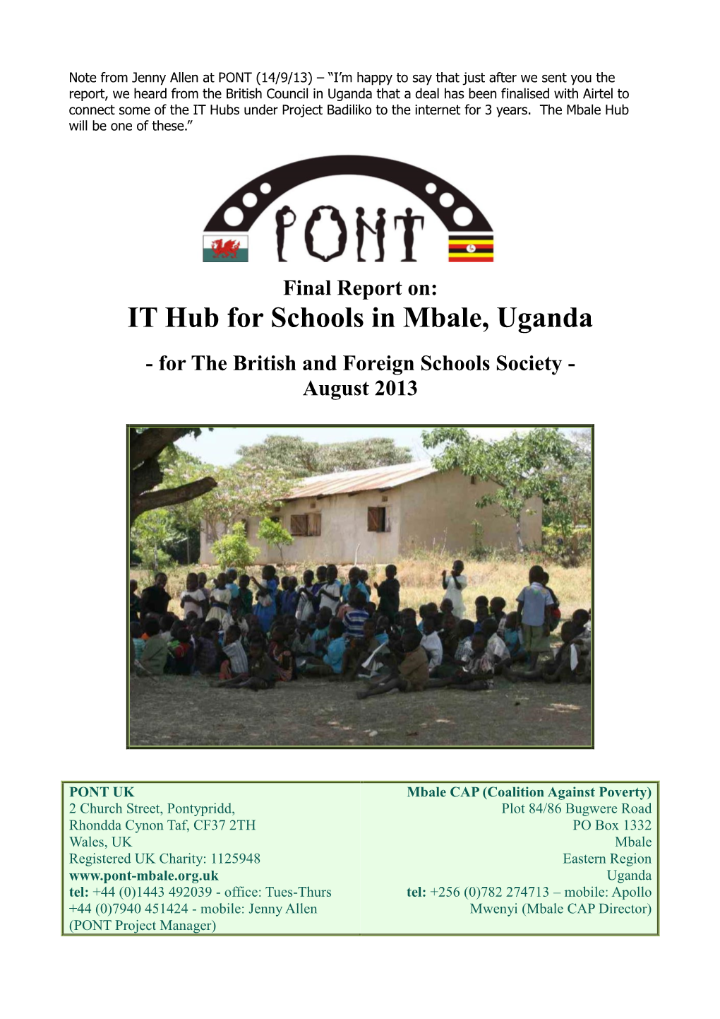 IT Hub for Schools in Mbale, Uganda