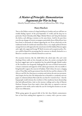 Humanitarian Arguments for War in Iraq Edited by Thomas Cushman, University of California Press, 2005, 320 Pp