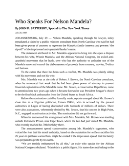 Who Speaks for Nelson Mandela?