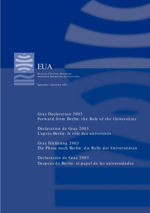 Graz Declaration 2003 Forward from Berlin: the Role of the Universities