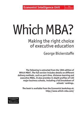 Making the Right Choice of Executive Education George Bickerstaffe