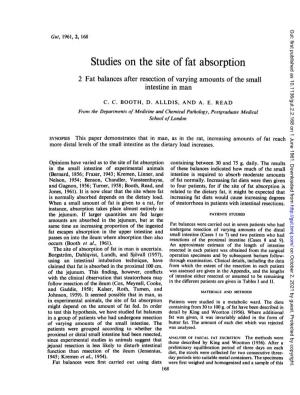 Studies on the Site of Fat Absorption