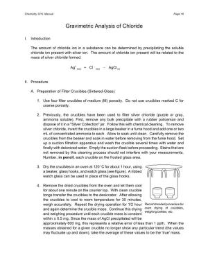 Gravimetric Analysis of Chloride