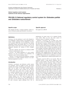 National Regulatory Control System for Globodera Pallida and Globodera Rostochiensis