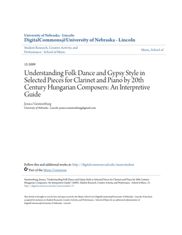 Understanding Folk Dance and Gypsy Style in Selected Pieces for Clarinet and Piano by 20Th Century Hungarian Composers