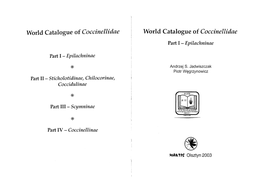 World Catalogue of Coccinellidae World Catalogue of Coccinellidae Part I - Epilachninae