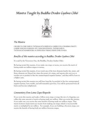 Mantra Taught by Buddha Droden Gyalwa Chhö