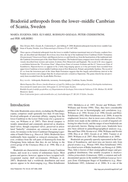 Bradoriid Arthropods from the Lower–Middle Cambrian of Scania, Sweden
