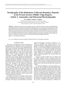 Stratigraphy of the Bathonian-Callovian Boundary