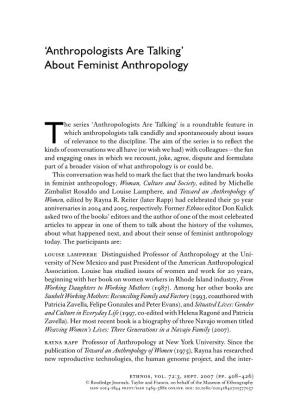 'Anthropologists Are Talking' About Feminist Anthropology