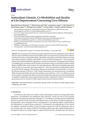 Antioxidant Lifestyle, Co-Morbidities and Quality of Life Empowerment Concerning Liver Fibrosis