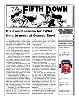 It's Award Season for FWAA, Time to Meet at Orange Bowl