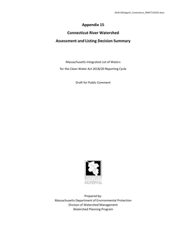 Appendix 15 Connecticut River Watershed Assessment and Listing Decision Summary