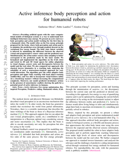 Active Inference Body Perception and Action for Humanoid Robots