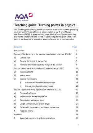 Teaching Guide: Turning Points in Physics