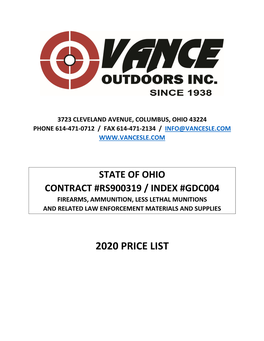 Vance Outdoors Price List Eff 08/13/20