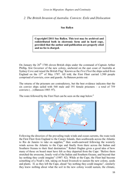 2. the British Invasion of Australia. Convicts: Exile and Dislocation