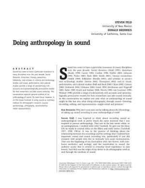Doing Anthropology in Sound