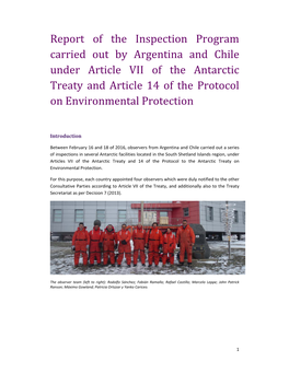 Report of the Inspection Program Carried out by Argentina and Chile
