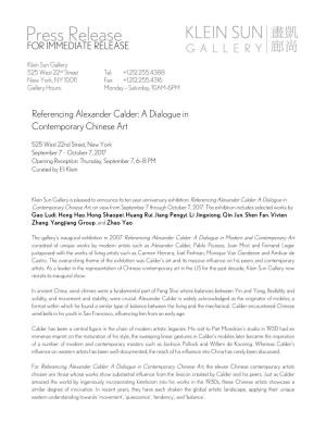 Referencing Alexander Calder: a Dialogue in Contemporary Chinese Art, on View from September 7 Through October 7, 2017