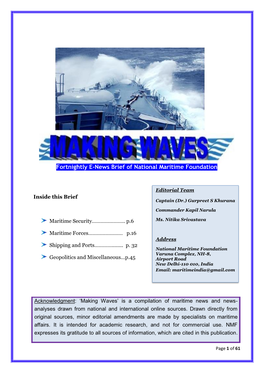 Fortnightly E-News Brief of National Maritime Foundation