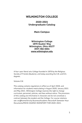 2020-2021 Undergraduate Catalog Main Campus