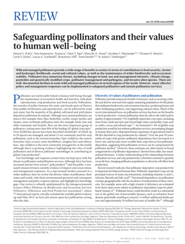 Safeguarding Pollinators and Their Values to Human Well-Being Simon G