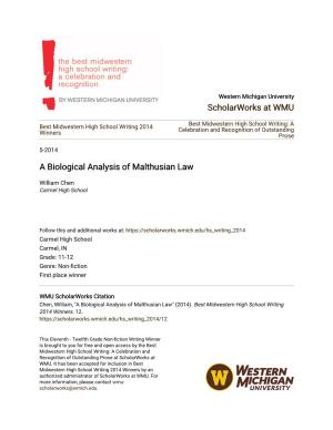 A Biological Analysis of Malthusian Law