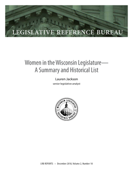 Women in the Wisconsin Legislature— a Summary and Historical List